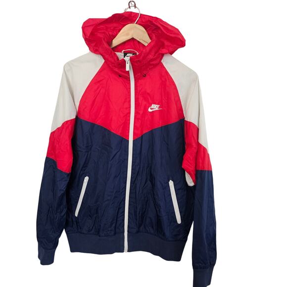 Nike Windrunner Full Zip Jacket Mens Small Red Blue Colorblock Retro Streetwear - Picture 1 of 12